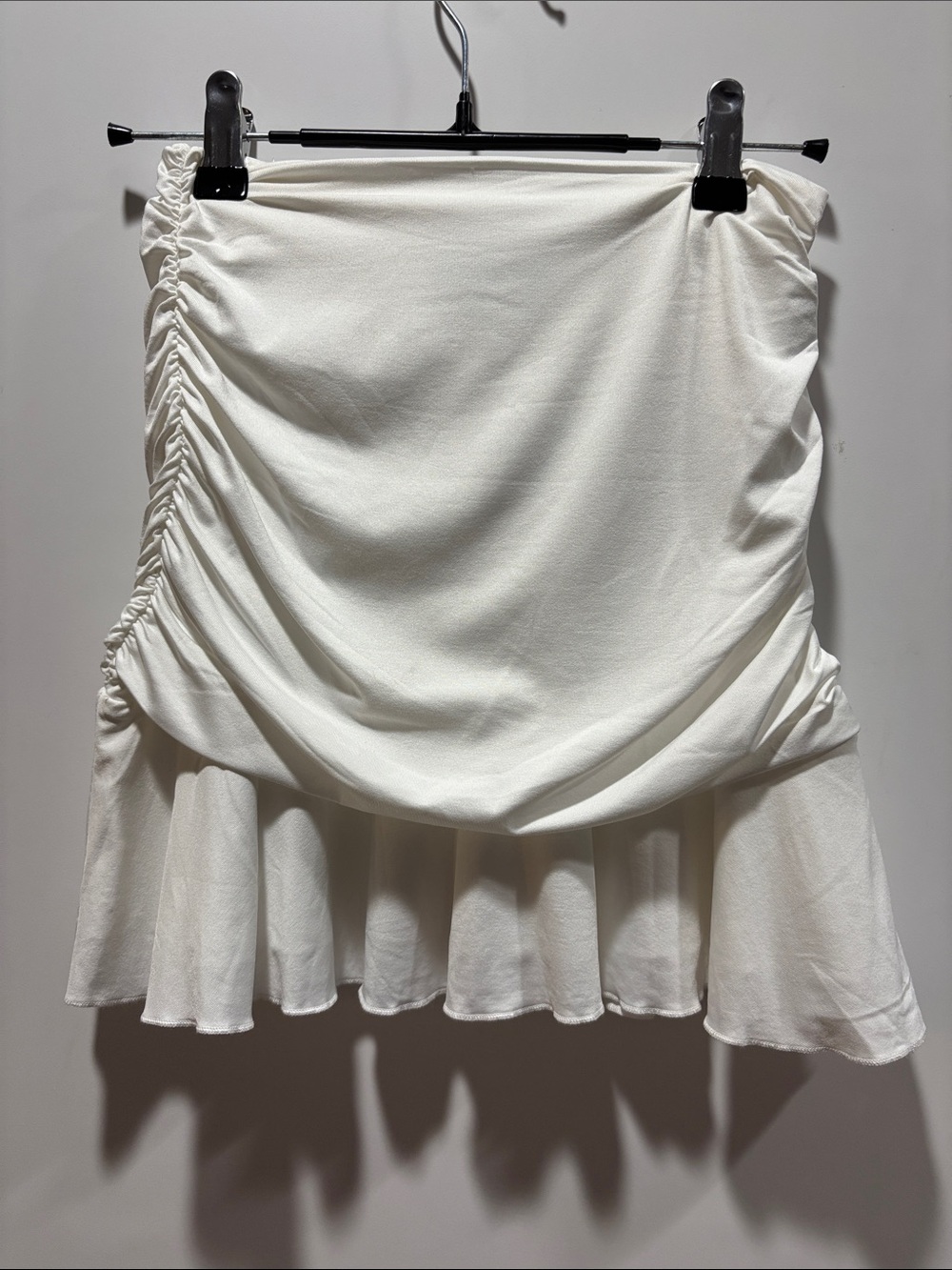 Princess Polly White Ruched Mini‎ Skirt with Flounce Hem NWT SIZE 0